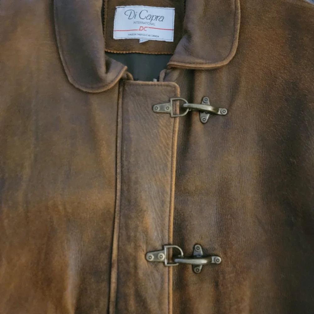 Vintage  Di Capra Brown Leather Coat Sz Medium - Picture 2 of 16